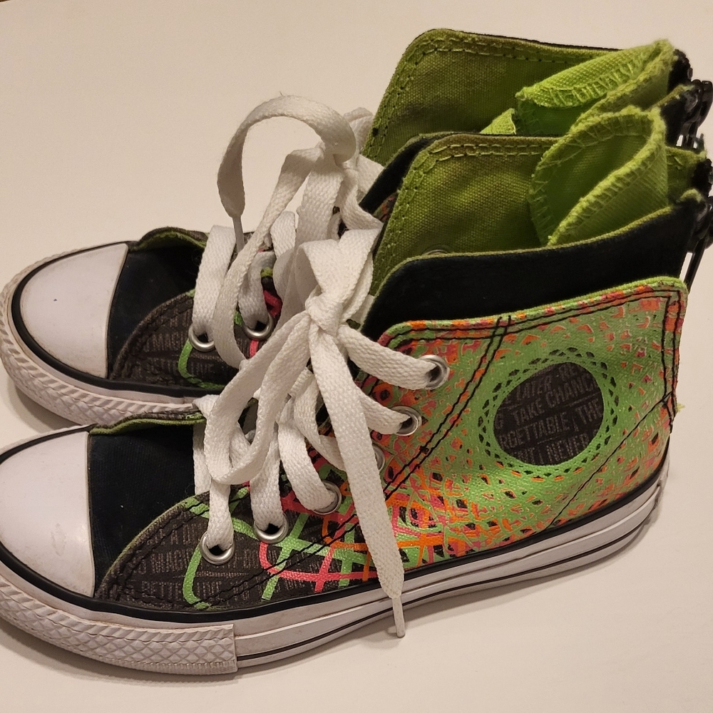 Converse all star high tops neon colors toddler kids size 12 zipper closure